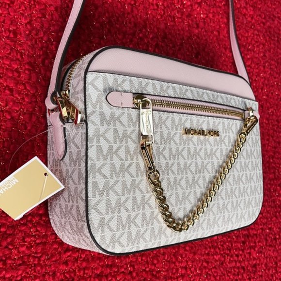 Michael Kors Jet Set Item Large East West Zip Chain Crossbody Powder Blush - Picture 12 of 16